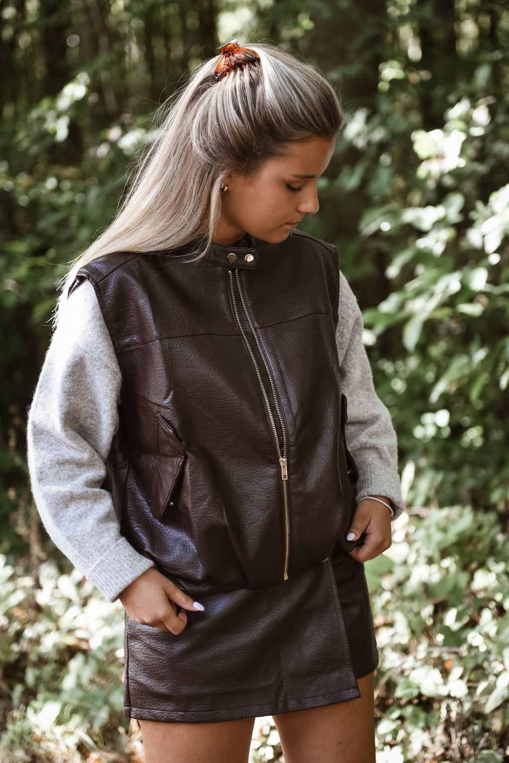 Set leren rok & gilet