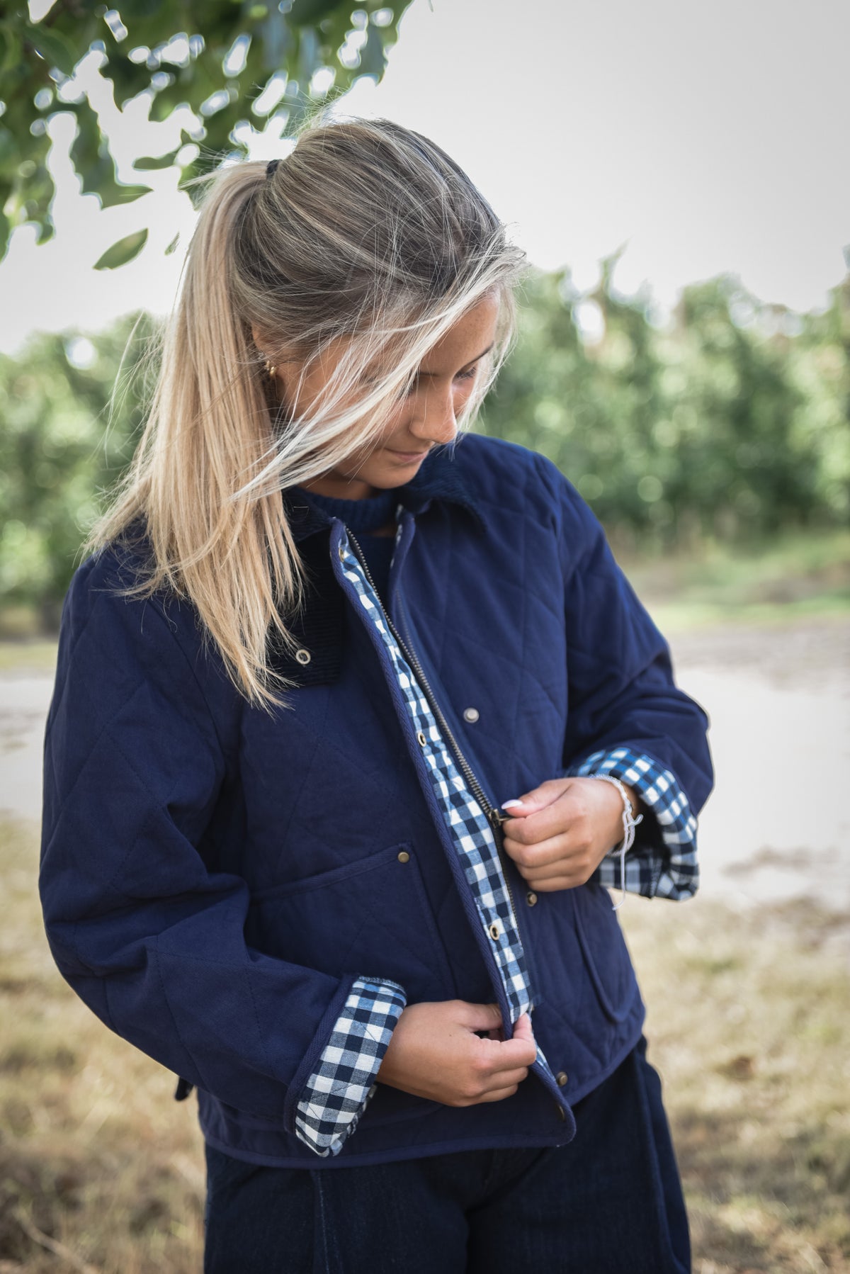Navy jas barbour