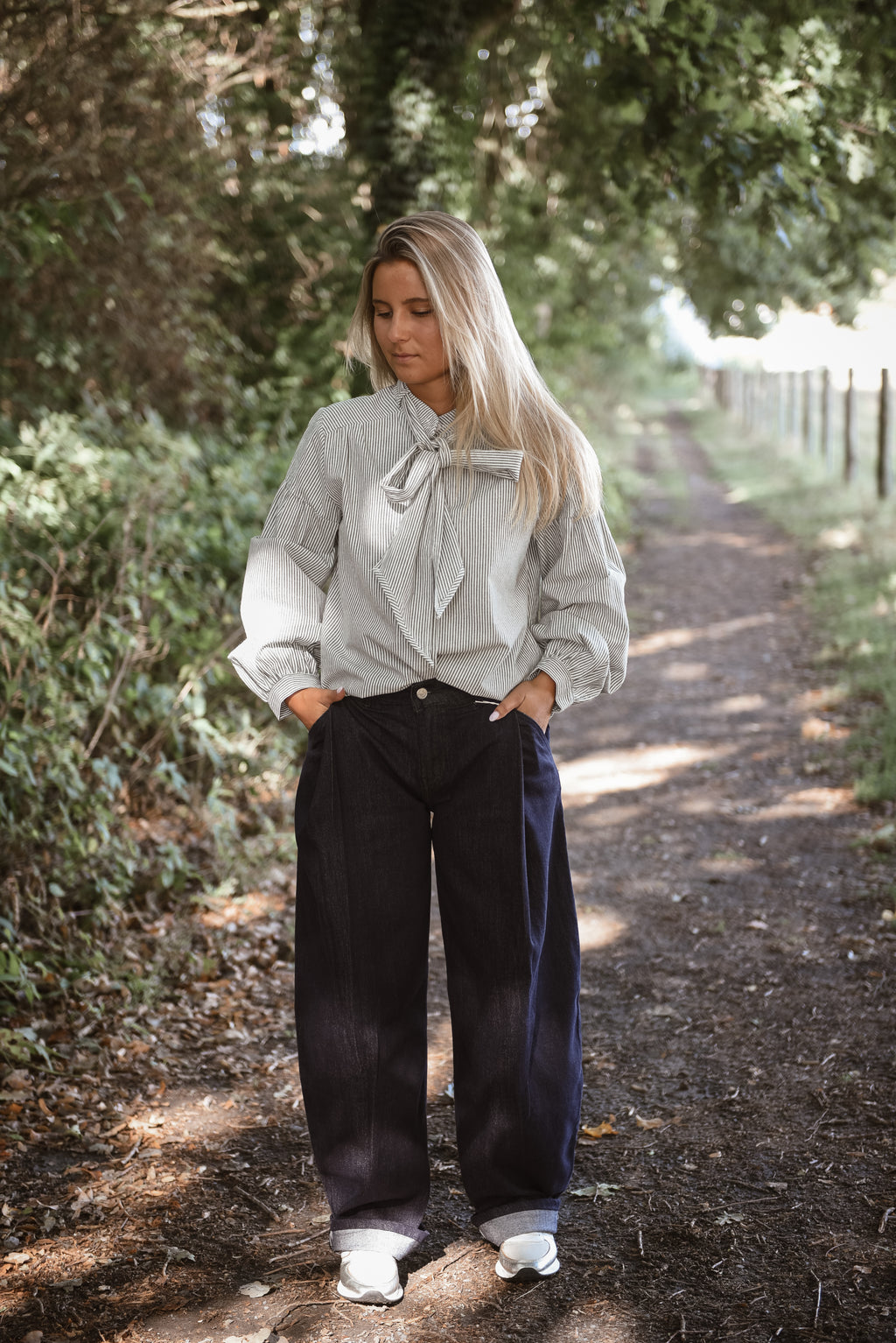 Blouse groene strik