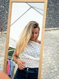 Mesh blouse met stippen