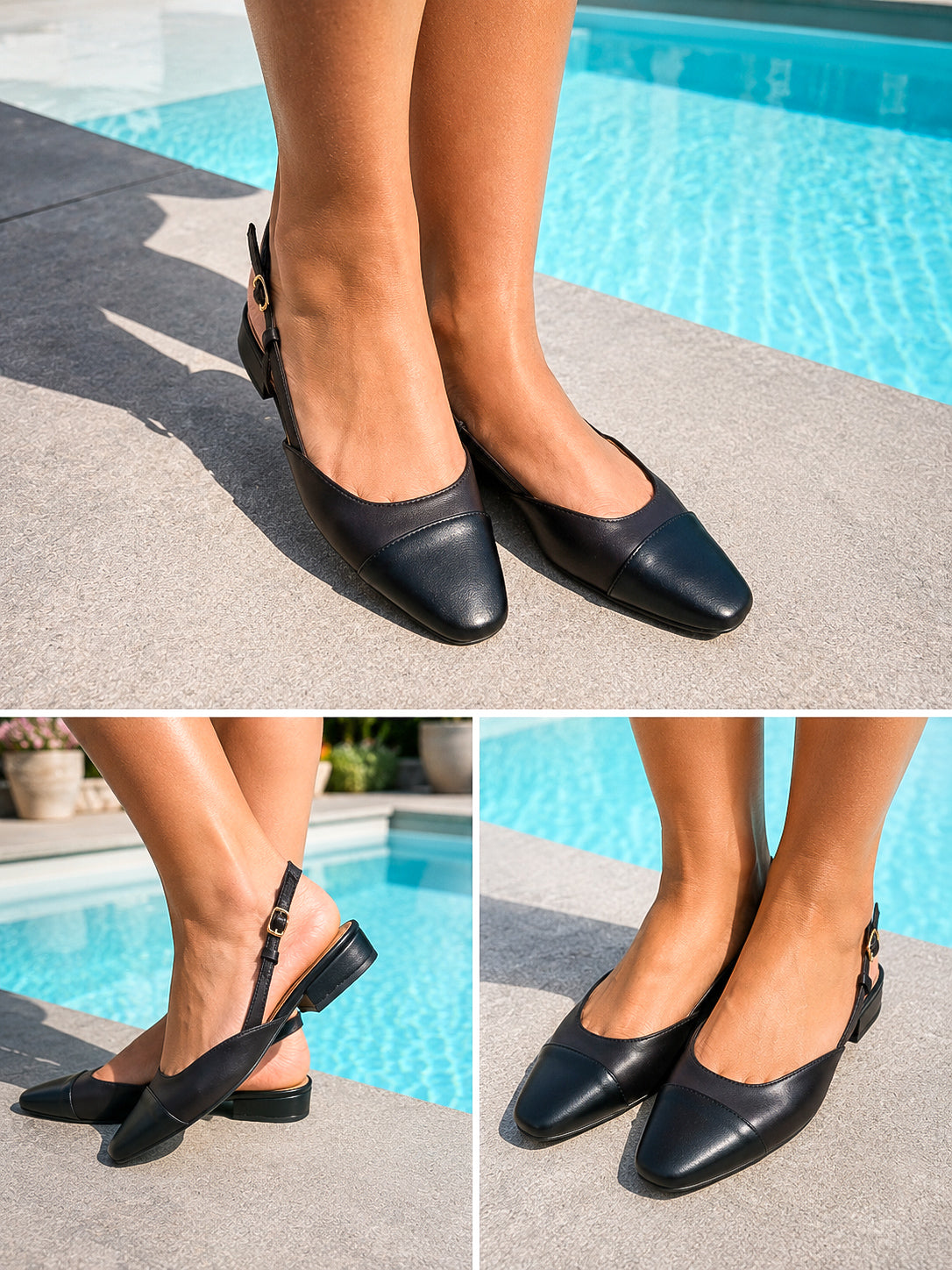 Slingback bruin-zwart