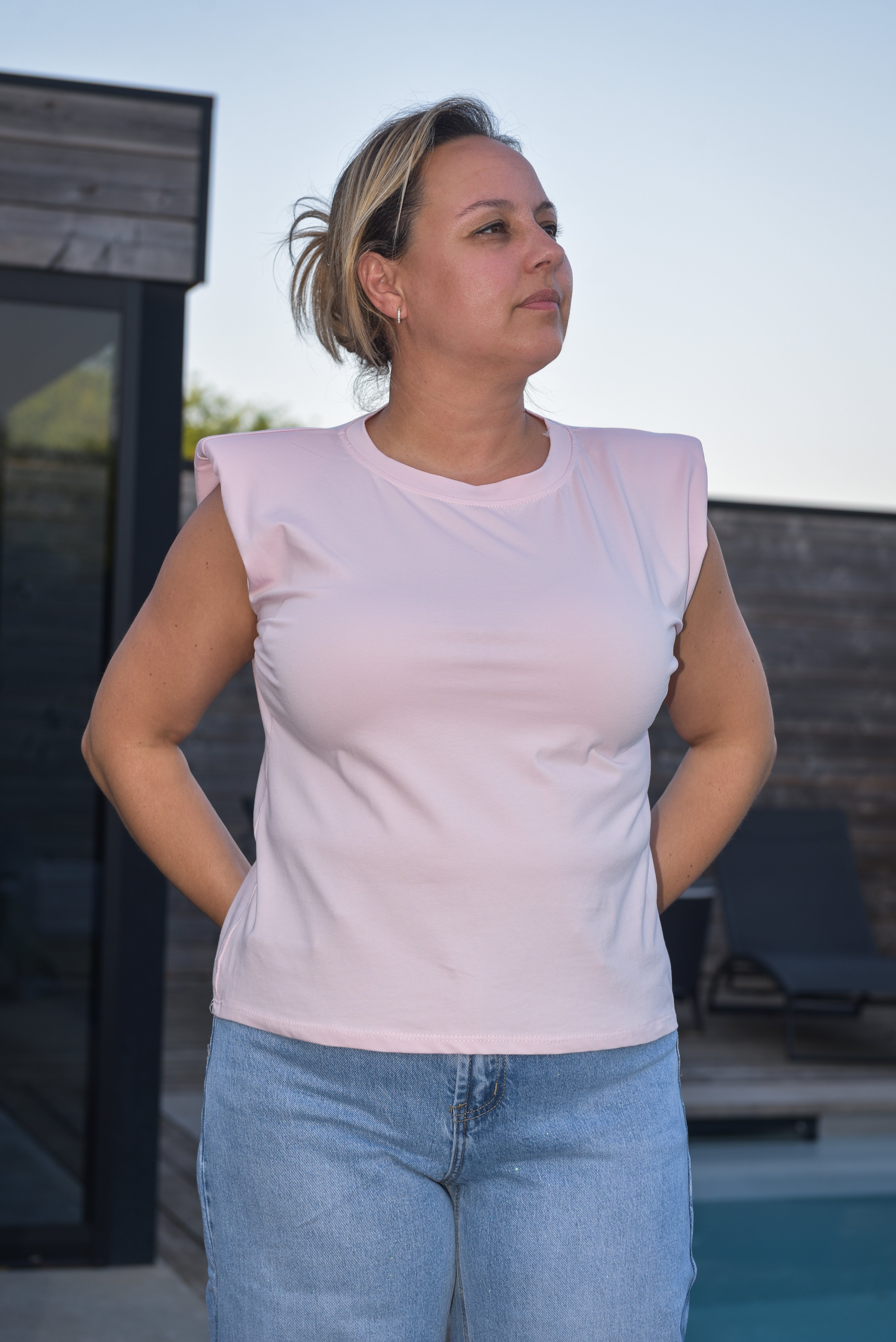 Topje met epaulette mouw