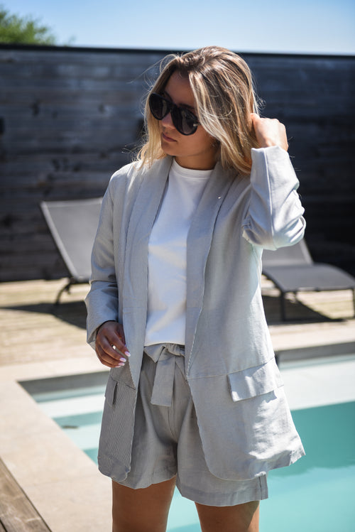 Blazer + short set Grijs