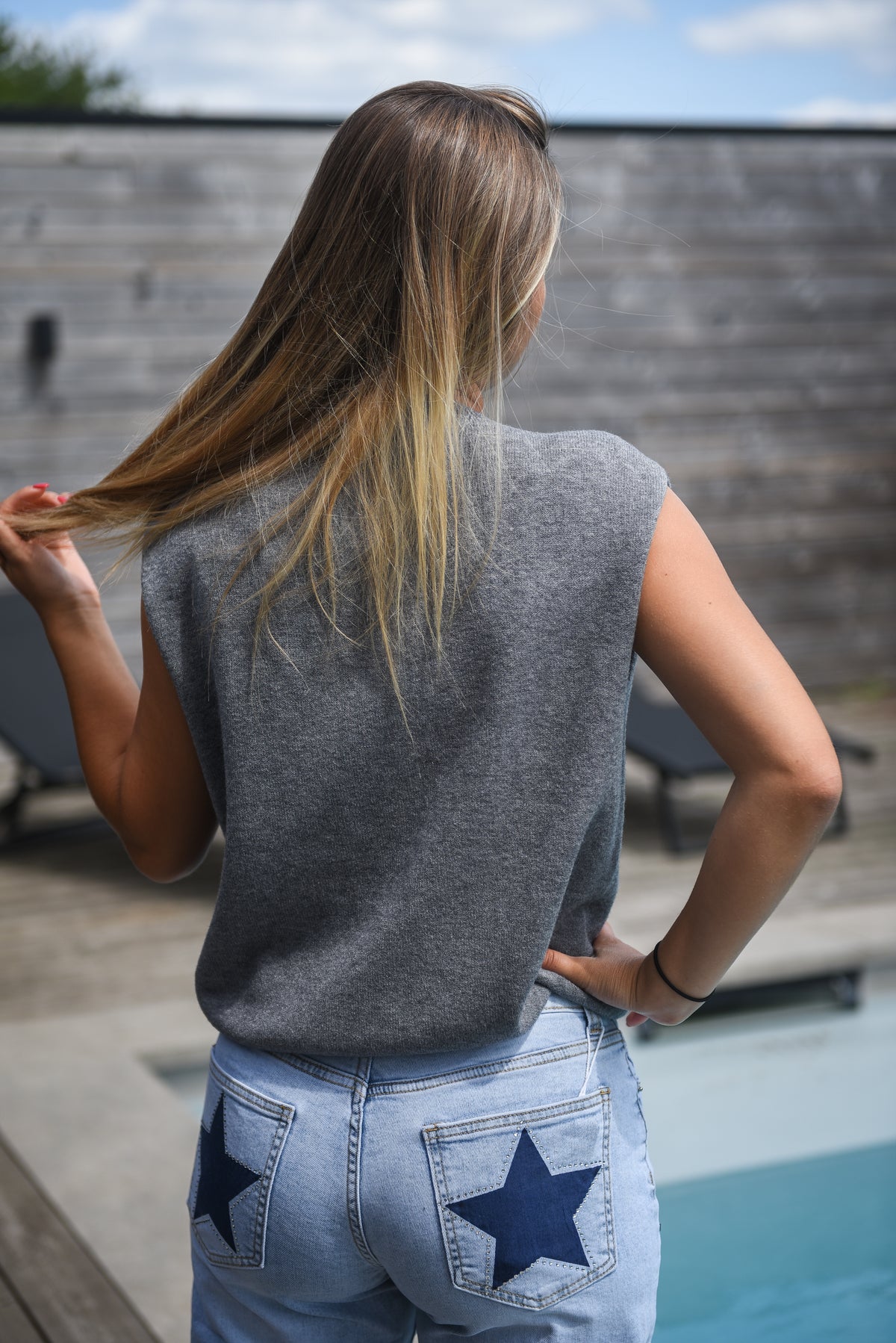 Zacht gebreid gilet met ronde hals