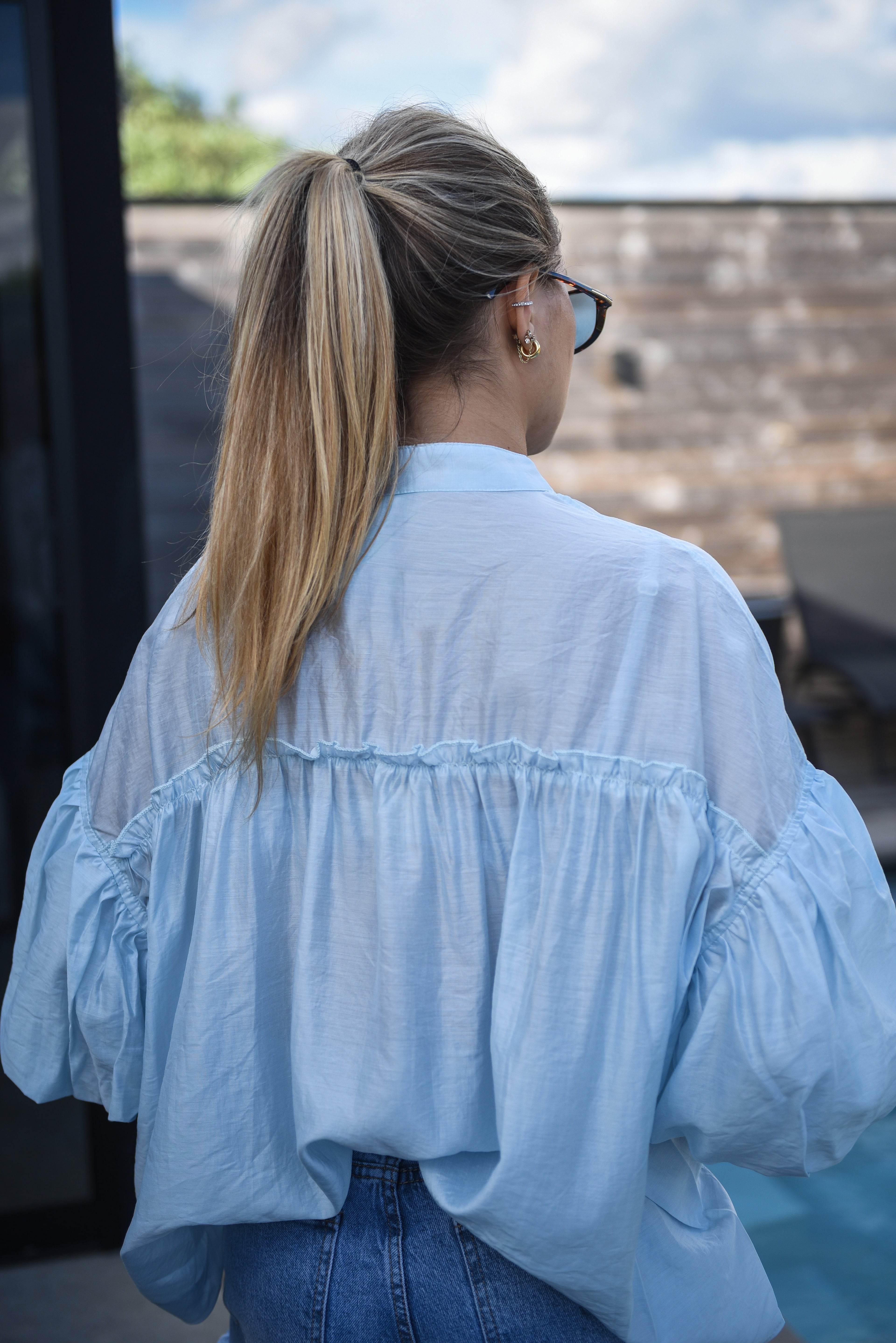Balloon blouse blauw