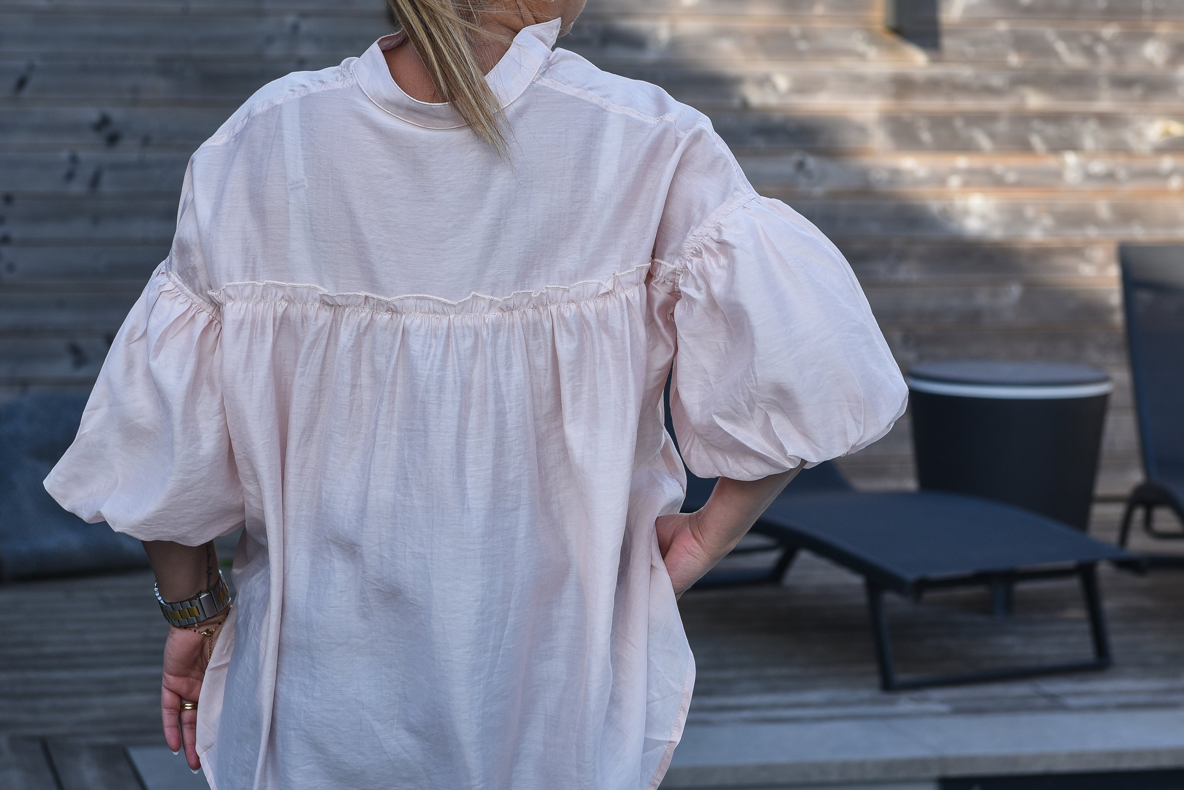 Balloon blouse lichtroze