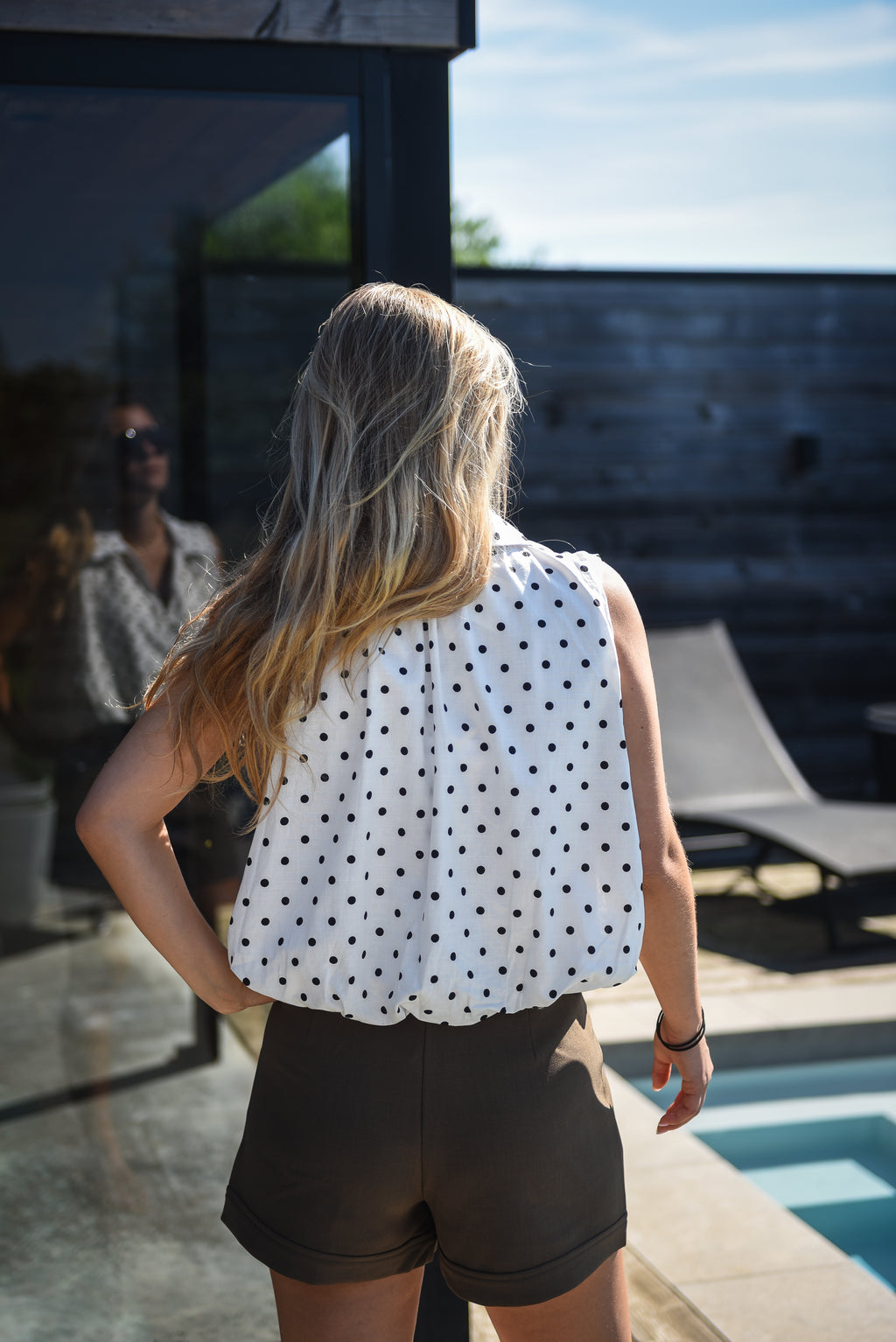 Polka dot top Wit