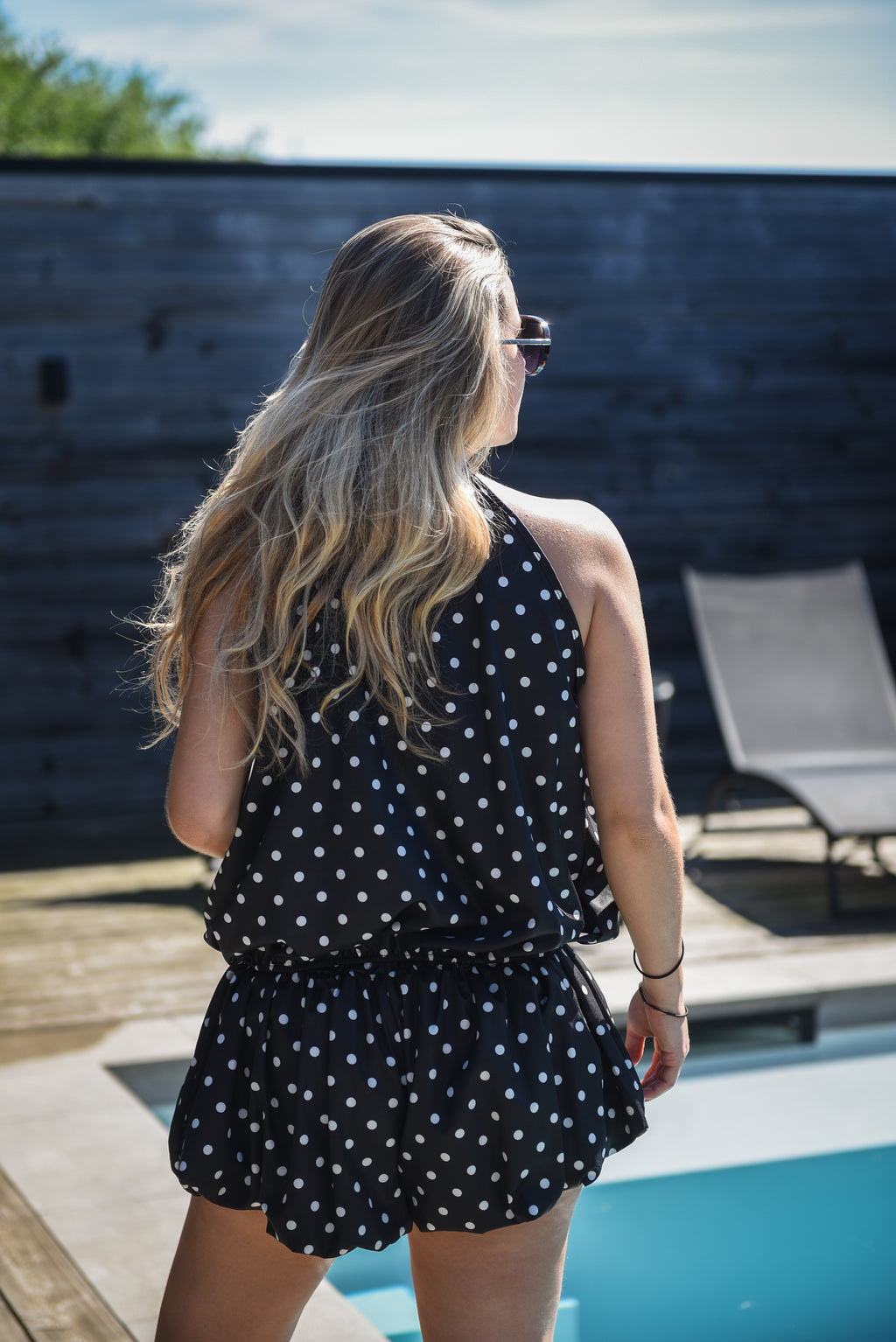 Polka dot set short +top zwart